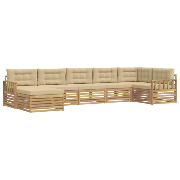 vidaXL Ensemble de canapés d'extérieur 7 pc Blanc et Beige