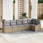 vidaXL Ensemble de canapé de jardin 6 Pièces Beige Poly rotin