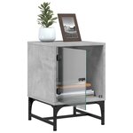 vidaXL Table de chevet avec porte en verre gris béton 35x37x50 cm