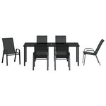 Ensemble de salle à manger de jardin vidaXL 7 pièces en Textilène et acier noir