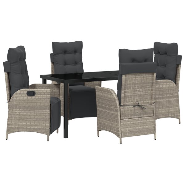 vidaXL Ensemble de Dining de Jardin 5 Pièces Gris Clair en Poly Rattan