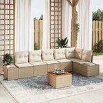 vidaXL Ensemble de canapé de jardin 7 Pièces Beige Poly rotin