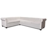 vidaXL Canapé d'angle Chesterfield 6 places Cuir artificiel Blanc