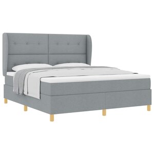 vidaXL Lit à ressorts avec matelas Gris clair 200 x 180 cm tissu