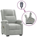 vidaXL Fauteuil de massage Gris clair Velours