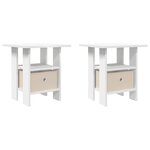 vidaXL Table de chevet 2 Pièces Blanc 41 x 40 x 45 cm Bois d'ingénierie
