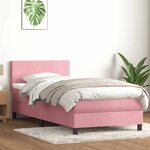 vidaXL Sommier à lattes de lit avec matelas rose 90x220 cm velours