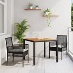 Ensemble de salle à manger vidaXL 3 pièces Noir Bois Durable