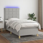 vidaXL Sommier à lattes de lit et matelas et LED Gris clair 90x200 cm
