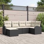 vidaXL Ensemble de canapé de jardin avec coussin 6 Pièces Noir Poly rotin