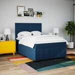 vidaXL Sommier à lattes de lit avec matelas Bleu 140x190 cm Tissu
