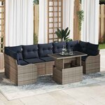 vidaXL Ensemble de canapé de jardin avec coussin 8 Pièces Gris Poly rotin