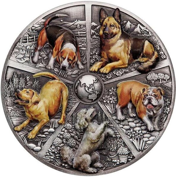 Pièce de monnaie en Argent 5 Dollars g 155.5 (5 oz) Millésime 2025 WORLD POPULAR DOGS