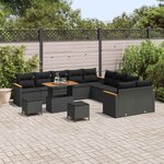 vidaXL Ensemble de canapé de jardin 13 Pièces Noir polyrotin