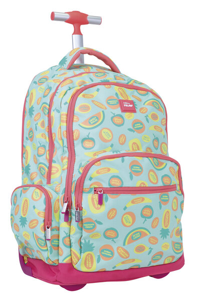 Sac à dos à roulettes 6 fermetures éclair (25 l) Frutikis vert et orange