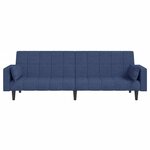 vidaXL Canapé-lit à 2 places avec deux oreillers bleu tissu