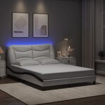 vidaXL Cadre de lit avec lumières LED blanc noir 140x200 cm similicuir
