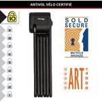 Antivol Vélo Pliable 8333EURDPRO acier trempé  3 Clés  certifié  support inclus