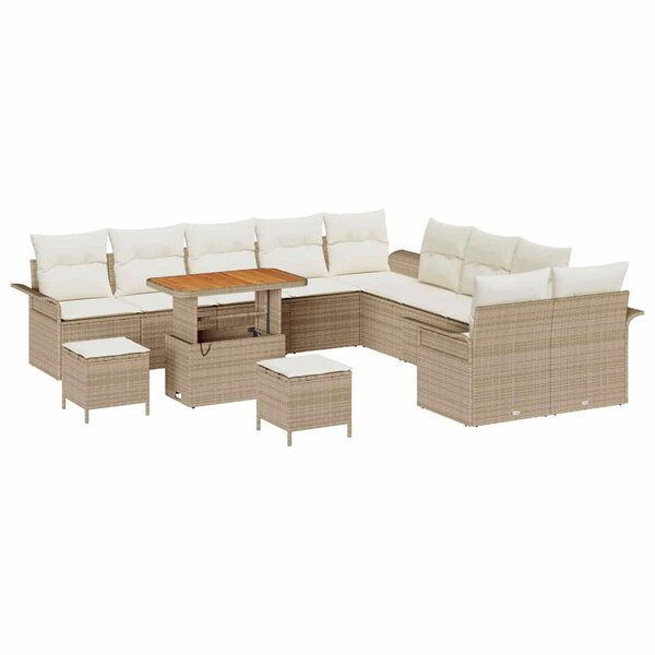 vidaXL Ensemble de canapé de jardin 13 Pièces Beige polyrotin