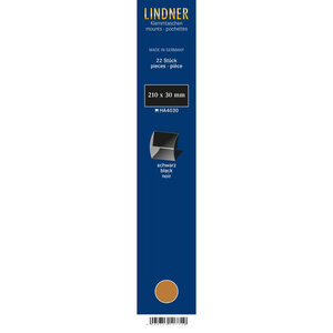 Bandes Klemmfix double soudure 210 x 30 mm pour timbres-poste. Fond - Noir