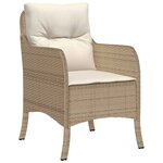 vidaXL Chaises de jardin avec coussins lot de 2 beige résine tressée