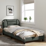 vidaXL Cadre de lit avec lumières LED gris foncé 90x200 cm tissu
