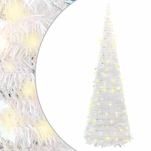 vidaXL Sapin de Noël artificiel escamotable 100 LED blanc 150 cm