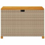vidaXL Boîte de rangement de jardin beige résine tressée bois d'acacia