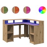 vidaXL Bureau avec lumières LED chêne artisanal bois d'ingénierie