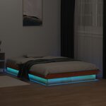 vidaXL Cadre de lit à LED sans matelas 135x190 cm bois massif
