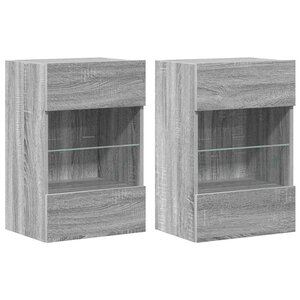 vidaXL Meubles muraux avec lumières LED pour TV 2Pièces sonoma gris 40x30x60 5cm