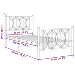 vidaXL Cadre de lit métal sans matelas avec pied de lit blanc 75x190cm