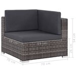 vidaXL Salon de jardin 6 Pièces avec coussins résine tressée gris