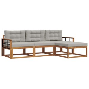 vidaXL Ensemble de canapés d'extérieur 4 pc Gris Naturel et Clair