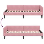 vidaXL Cadre de lit d'angle Rose 90 cm x 190 cm VeloursetContreplaqué