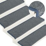 vidaXL Tapis d'escalier 15 pièces 65 x 21 x 4 cm Gris clair et bleu Bord rectangulaire