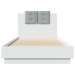 vidaXL Cadre de lit avec tête de lit et lumières LED blanc 90x200 cm