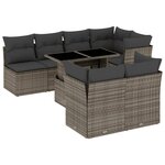 vidaXL Salon de jardin 8 Pièces avec coussins gris résine tressée
