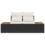 Canapé de jardin 2 places vidaXL avec coussins en poly rattan noir