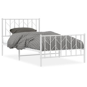 vidaXL Cadre de lit métal sans matelas et pied de lit blanc 100x190 cm