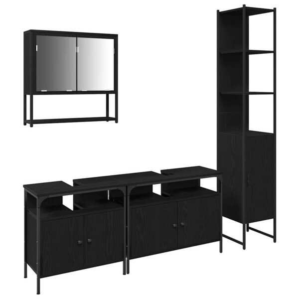 vidaXL Ensemble de mobilier de salle de bain 4 Pièces Chêne noir
