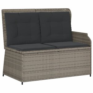 vidaXL Banc inclinable de jardin avec coussins gris résine tressée