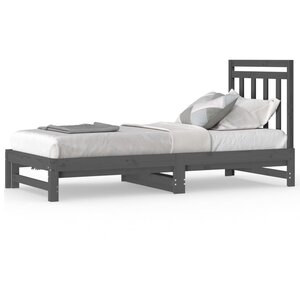 vidaXL Lit coulissant Gris 2x(90x200) cm Bois de pin massif