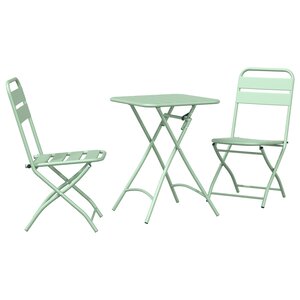 Set de Bistro Pliable 3 Pièces Vert Clair en Acier