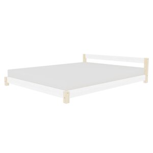 Lit double scandinave COMFY 200 x 200 blanc et naturel
