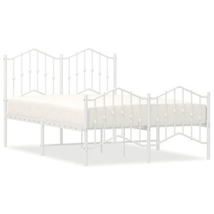vidaXL Cadre de lit métal sans matelas et pied de lit blanc 120x190 cm