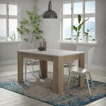 PILVI Table a manger - L 140 x I90 x H 75 cm - Blanc et chene sonoma
