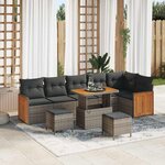 vidaXL Ensemble de canapé de jardin 9 Pièces Gris 90 x 55 x 71 cm