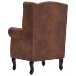 vidaXL Fauteuil Chesterfield et repose-pieds Marron Similicuir daim