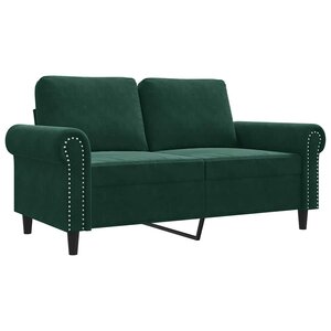 vidaXL Canapé à 2 places Vert foncé 120 cm Velours